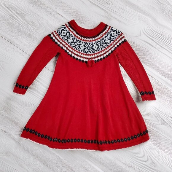 Hanna Andersson Red Nordic Sweater Dress Size 110 (US 5) - Picture 1 of 5